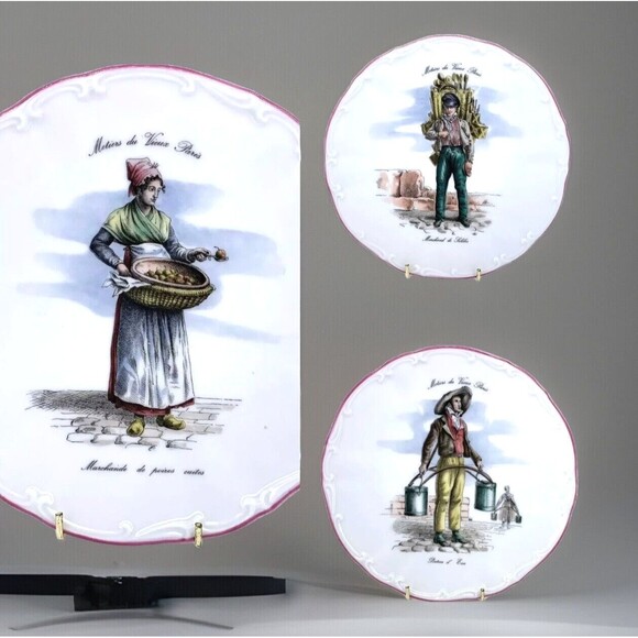 Vintage Set of 3 Meiselman Imports Bavaria Plates Trades of Old Paris Beautiful - Picture 1 of 11